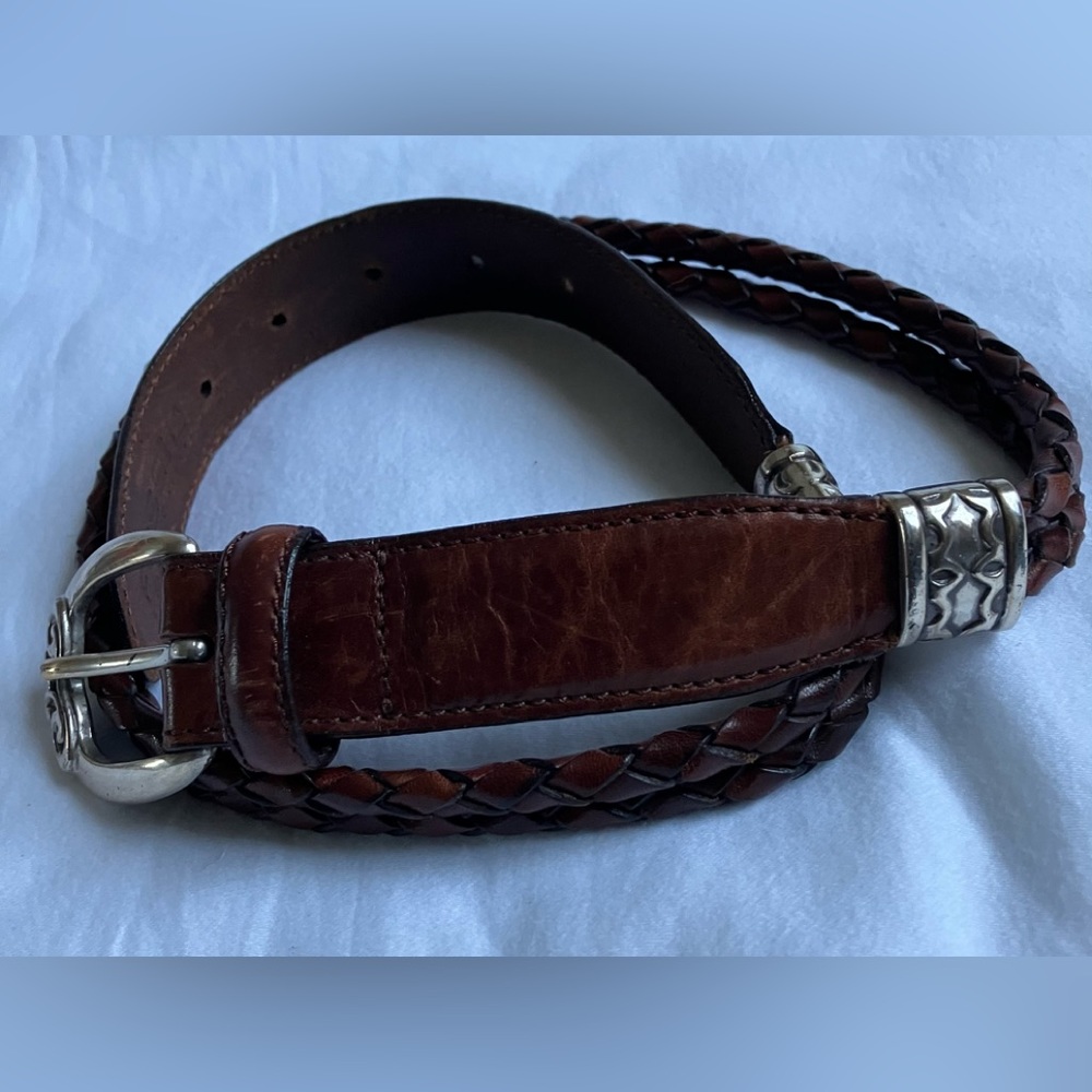 FOSSIL  Western Braided Classic Brown Leather Belt